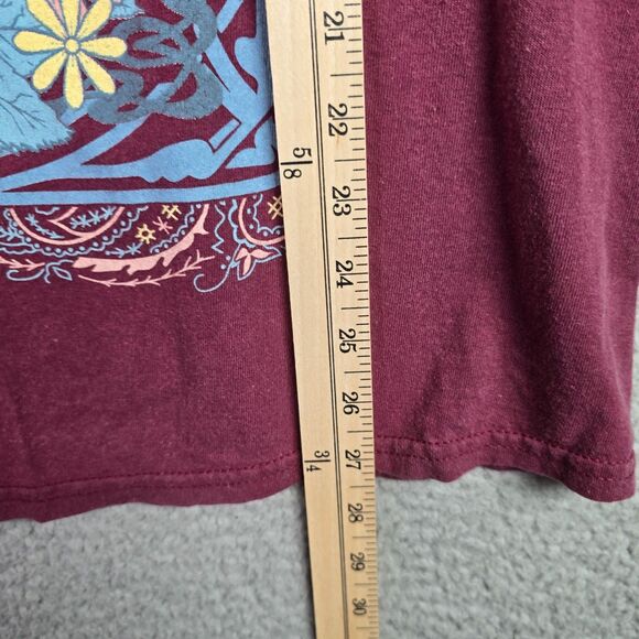 Obsessive Love Boho Graphic T-Shirt Maroon Sunset Moonlight Butterflies Festival - Picture 8 of 8